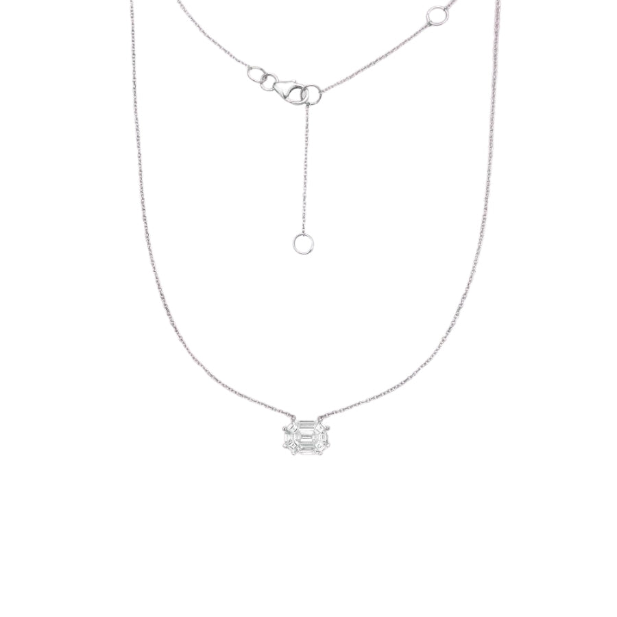 Cushion Cut Emerald Diamond Necklace