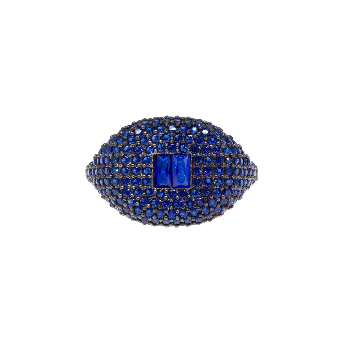 Rounded Crystal Ring Blue