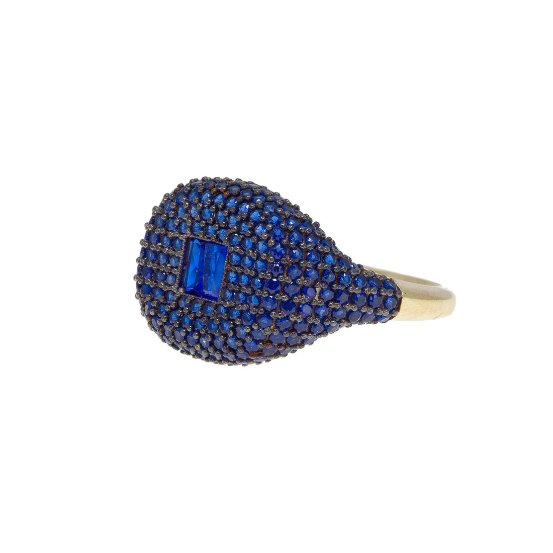 Rounded Crystal Ring Blue