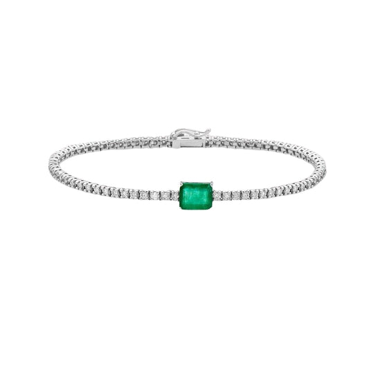 Diamond Tennis Bracelet With Emerald