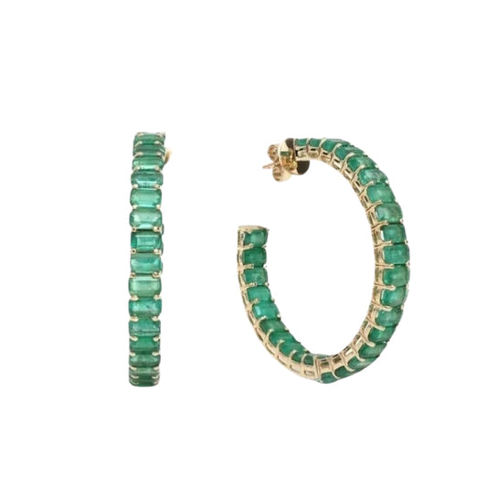 Emerald Inside-Out Hoop Earrings