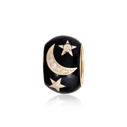 Enamel Round Moon Charm