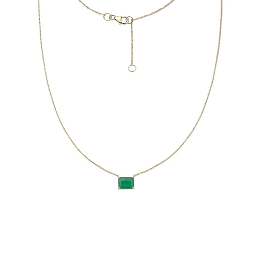 Solitaire Emerald Cut Emerald Necklace