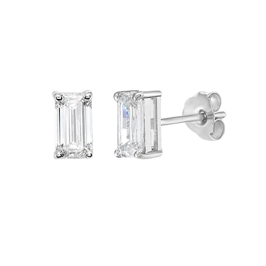 Emerald Cut Diamond Studs