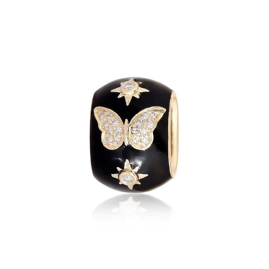 Enamel Round Butterfly Charm