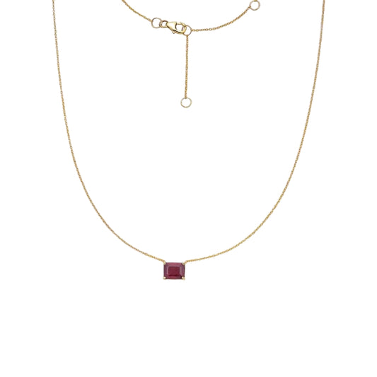 Emerald Cut Ruby Necklace