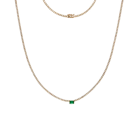 Emerald and Diamonds Tennis Necklace