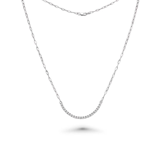 Paper Clip Chain Diamond Necklace